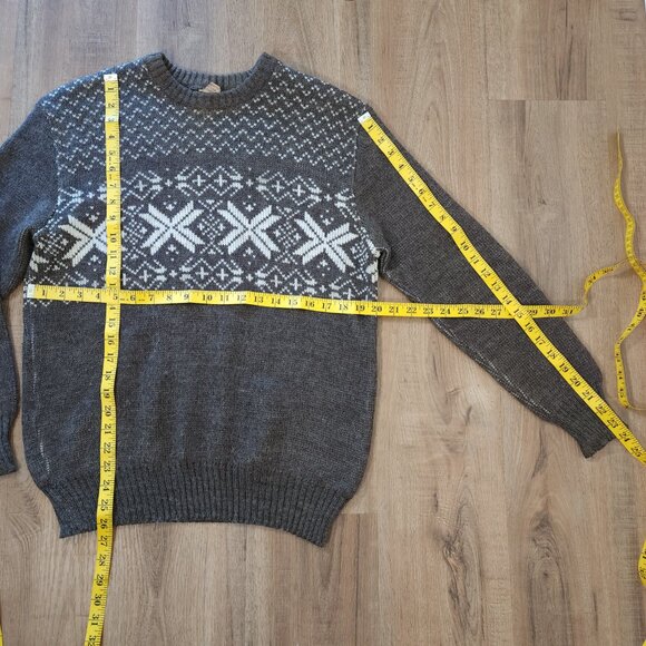 Vintage Brown Cream Fair Isle Brown Wool Blend Sweater Unisex M - Picture 4 of 8